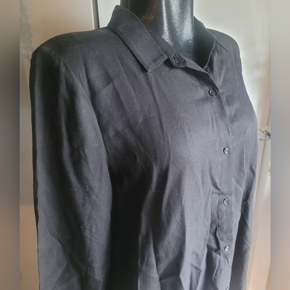 ICHI Black Button Front Shirt M - Picture 3 of 8